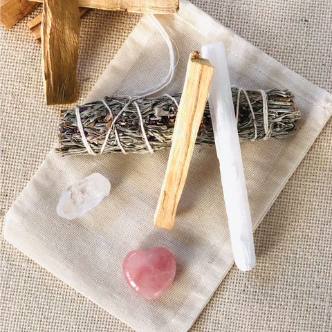 Rose Quartz Sage Smudge Kit