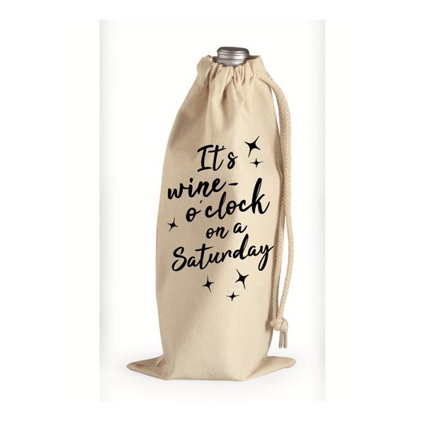 Wine O'Clock Cotton Canvas Wine Bag