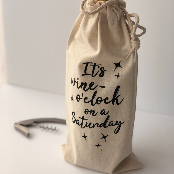 Wine O'Clock Cotton Canvas Wine Bag